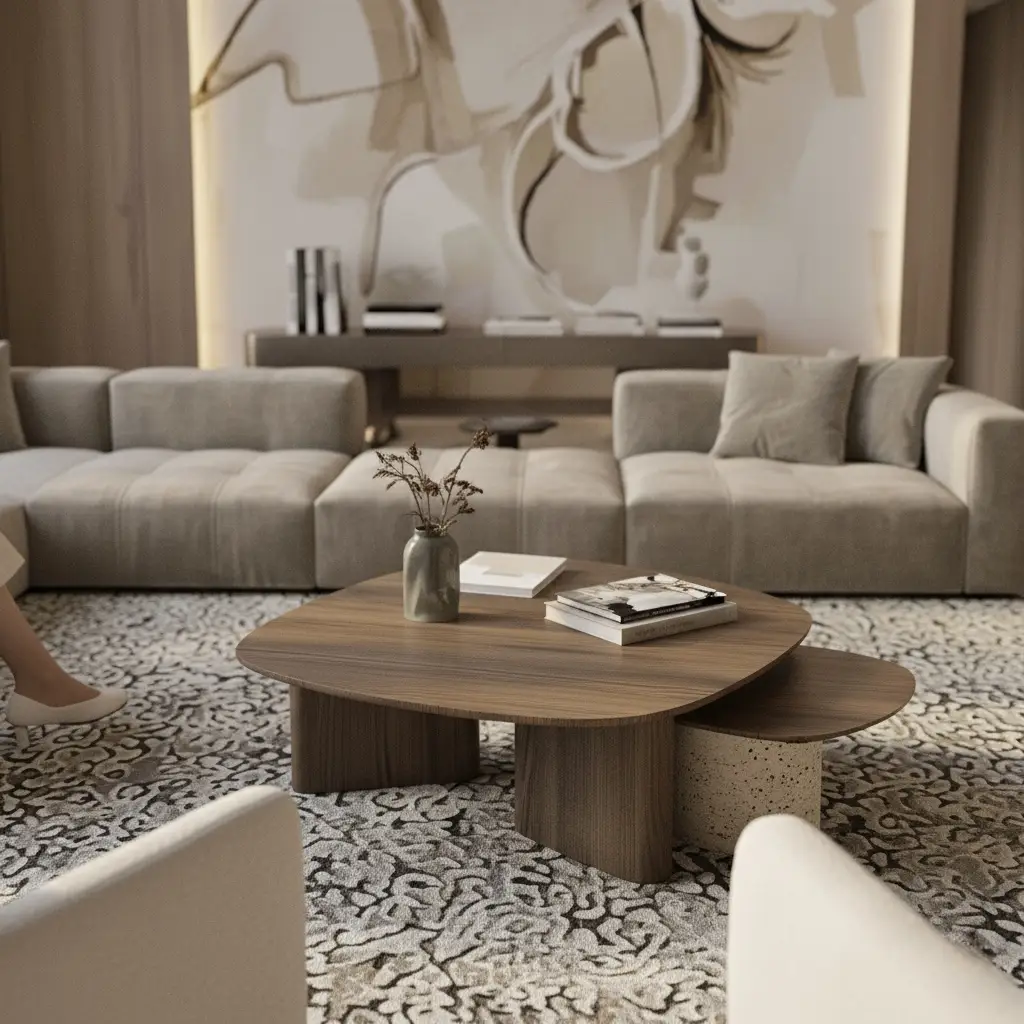 Dubai Hills Custom Villa: Luxury Living Room Interior by Kate Interiors Luxury Villa Interior Design Dubai Hills. Modern Custom Living Room with abstract wall art.