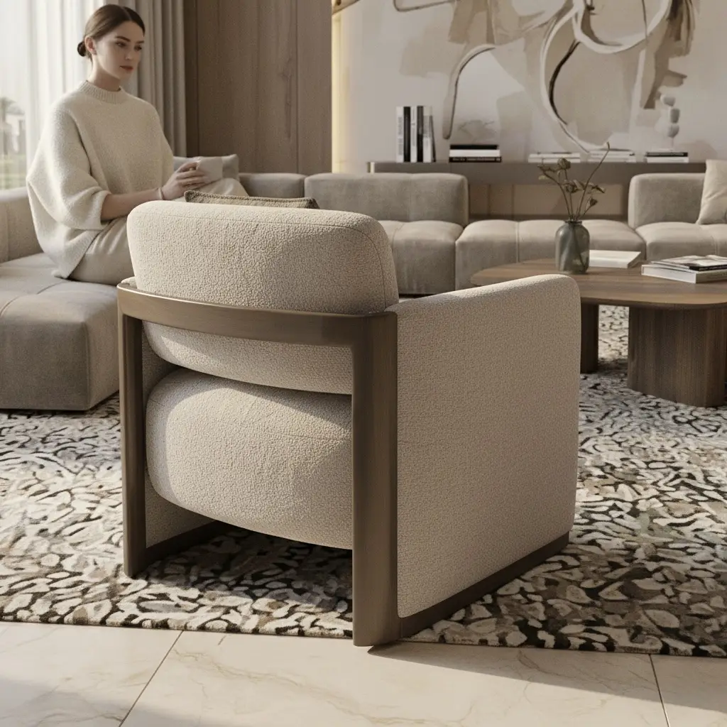 Dubai Hills Custom Villa: Luxury Living Room Interior by Kate Interiors Luxury Villa Interior Design Dubai Hills. Modern Custom Living Room with abstract wall art.