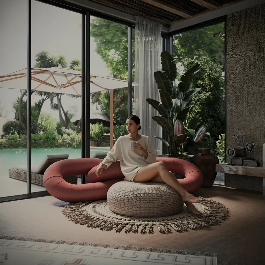 Luxury Bali Villa with Lagoon View – Tropical Interior by Kate Interiors Bali Lagoon House Interior Design. Tropical living room with indoor-outdoor flow.