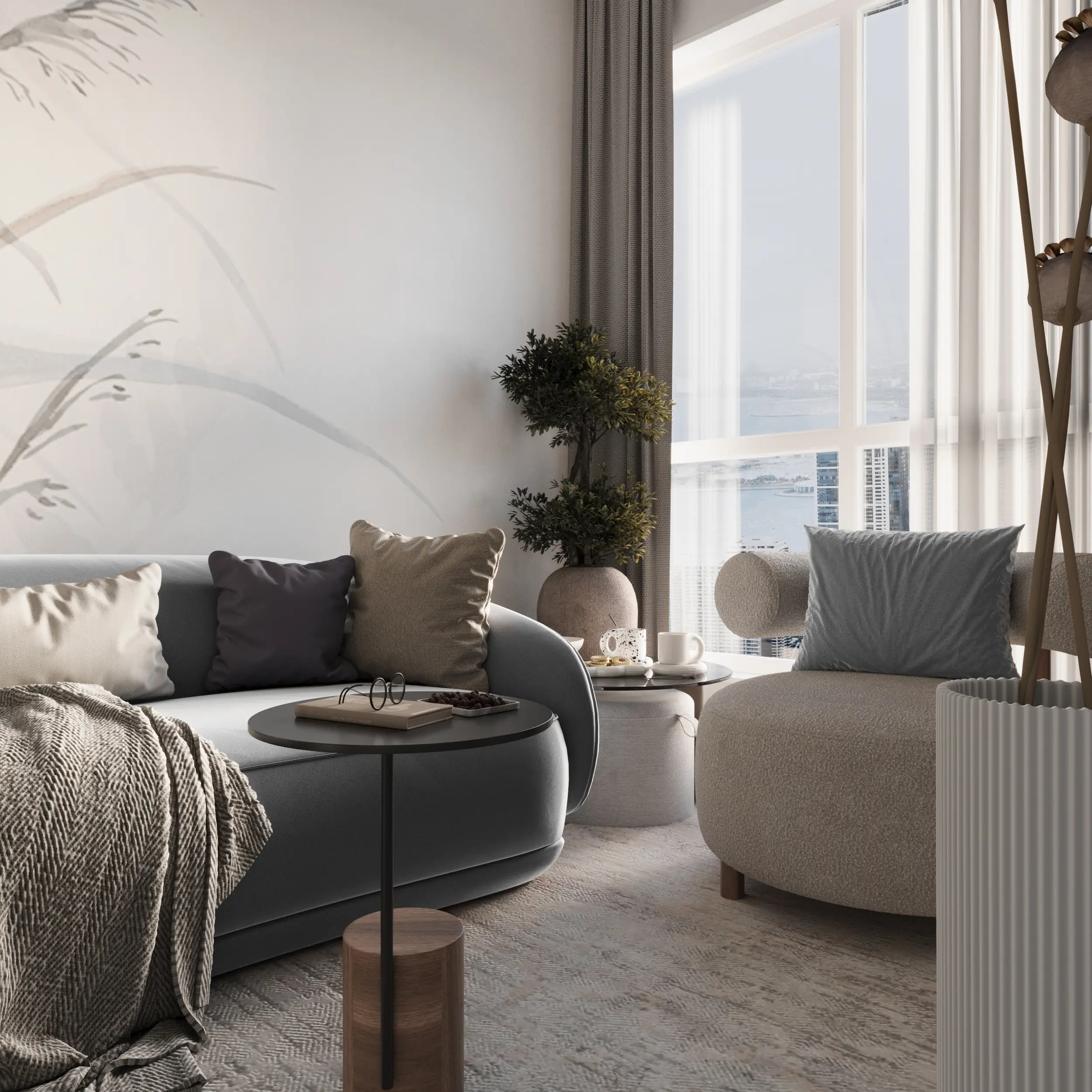 detail5 Small Space Luxury Apartment Interior in Dubai. Soft Modern design.